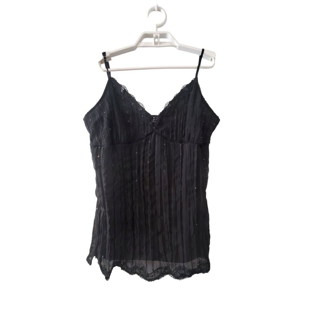 No Boundaries Y2K Babydoll Tank Top juniors XL 15 Black Fairy Grunge Whimsigoth